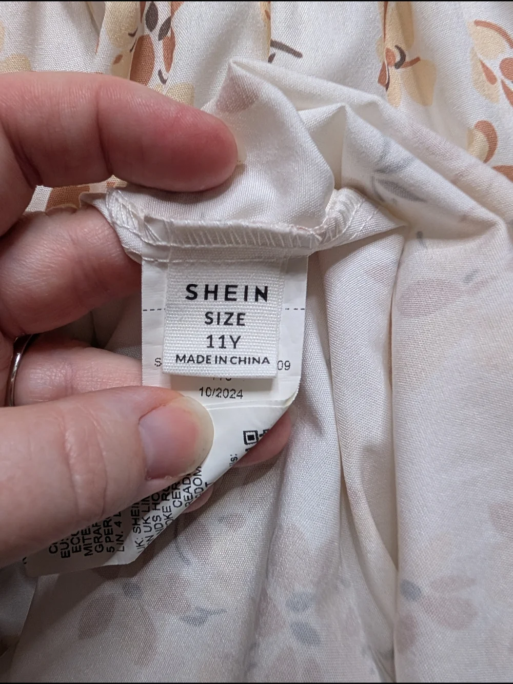 SHEIN White Midi Dress with Tan Floral Print Accents - Picture 2 of 2